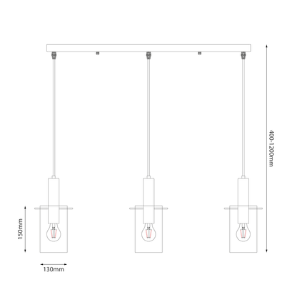 Arcadia Black & Gold 3 Light Pendant Bar