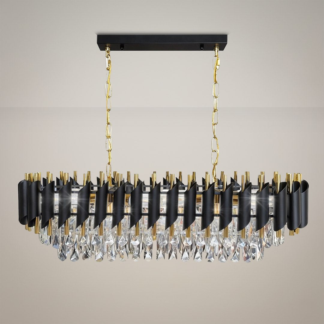 Cristal Black & Gold 10 Light Chandelier
