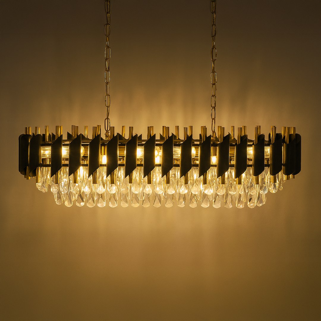 Cristal Black & Gold 10 Light Chandelier