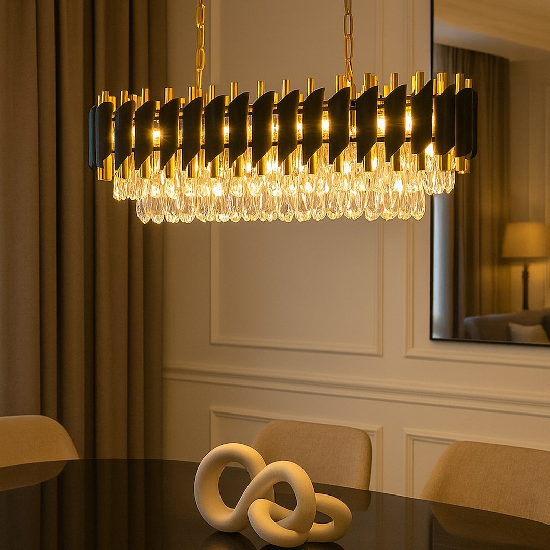 Cristal Black & Gold 10 Light Chandelier