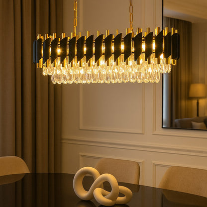 Cristal Black & Gold 10 Light Chandelier