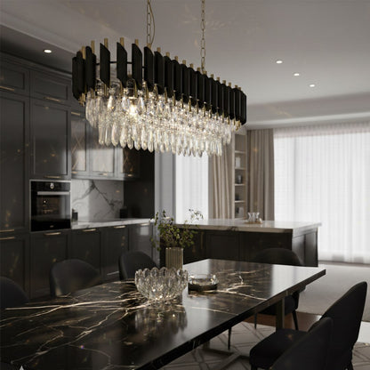 Cristal Black & Gold 10 Light Chandelier