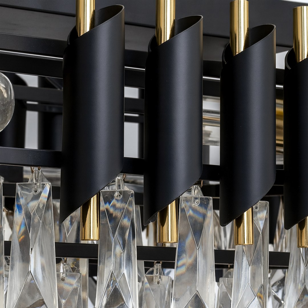 Cristal Black & Gold 10 Light Chandelier