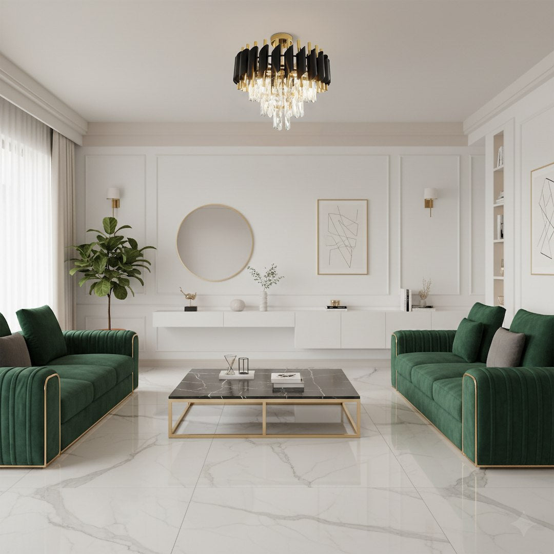 Cristal Black & Gold 5 Light Ceiling Light