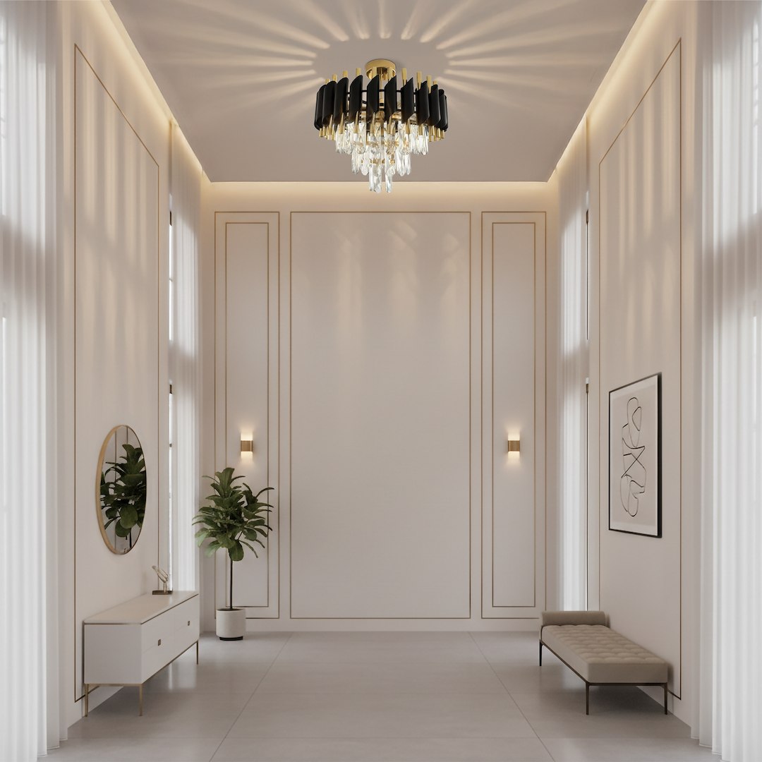 Cristal Black & Gold 5 Light Ceiling Light