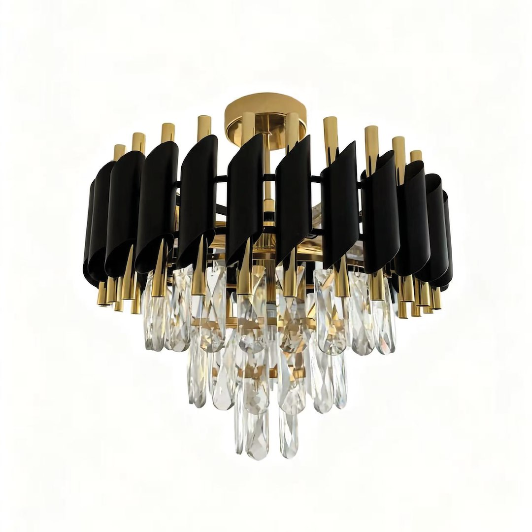 Cristal Black & Gold 5 Light Ceiling Light
