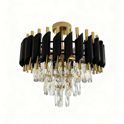 Cristal Black & Gold 5 Light Ceiling Light