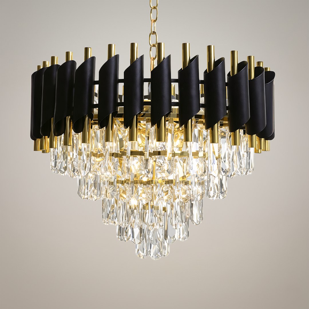 Cristal Black & Gold 7 Light Chandelier