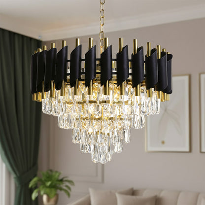 Cristal Black & Gold 7 Light Chandelier