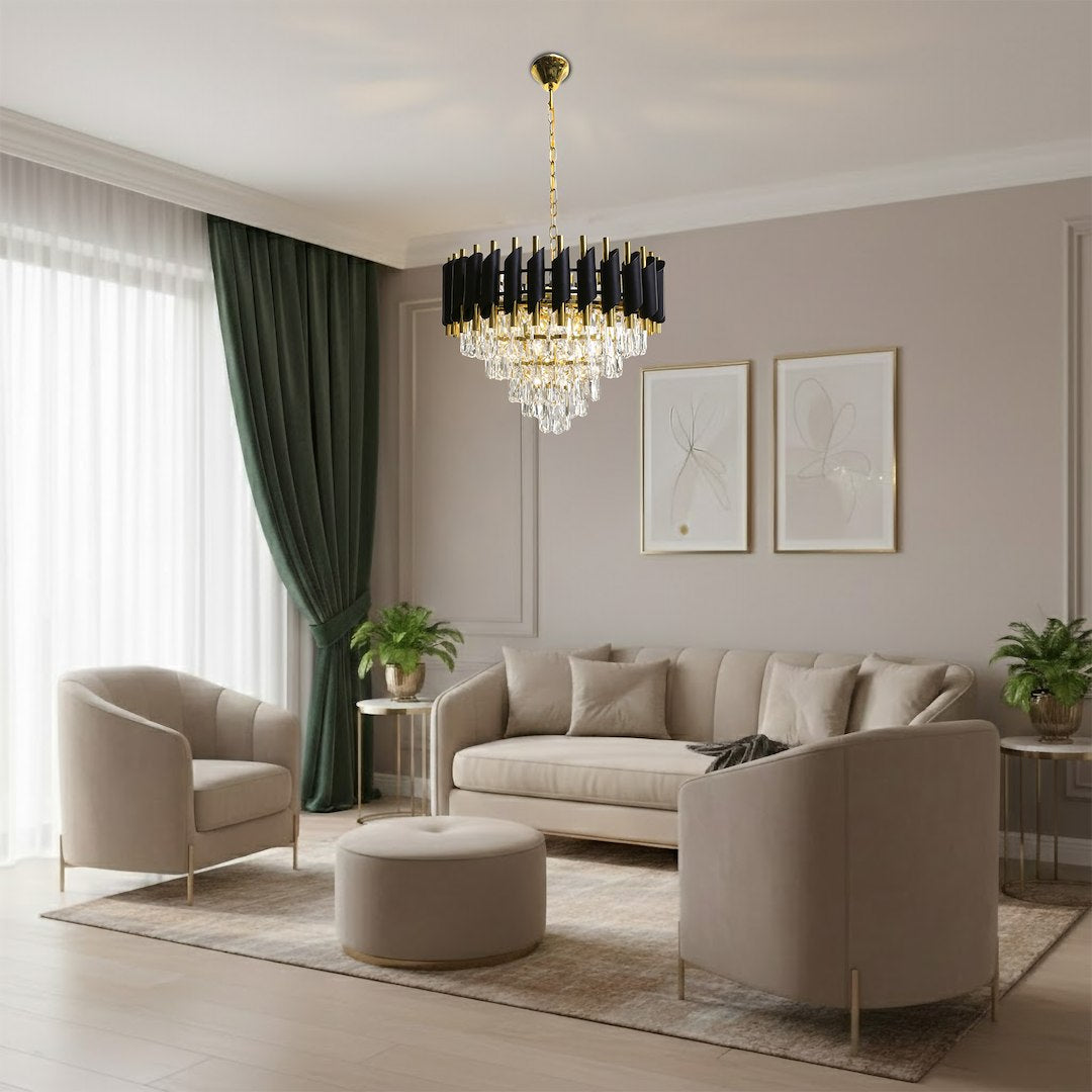 Cristal Black & Gold 7 Light Chandelier