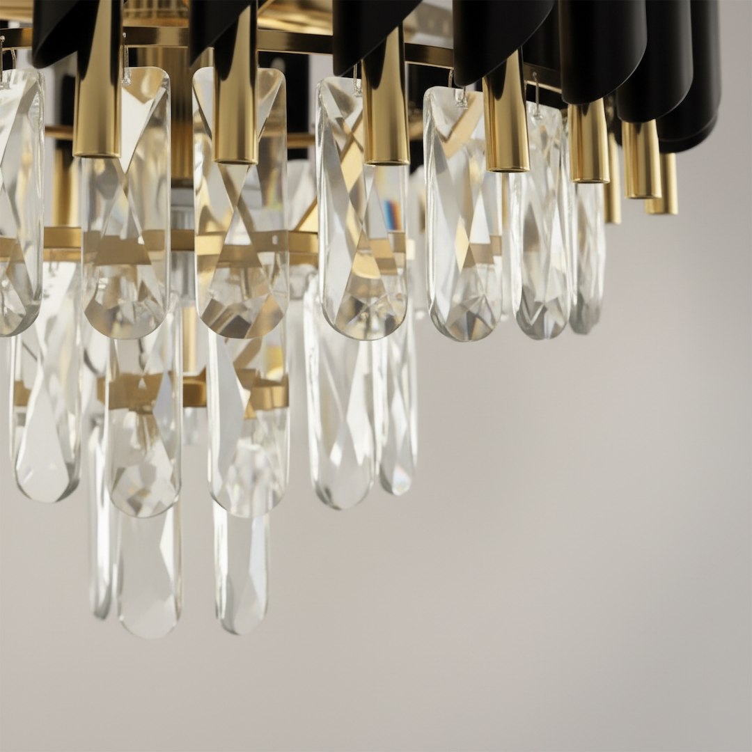 Cristal Black & Gold 7 Light Chandelier