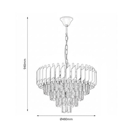 Cristal Black & Gold 7 Light Chandelier