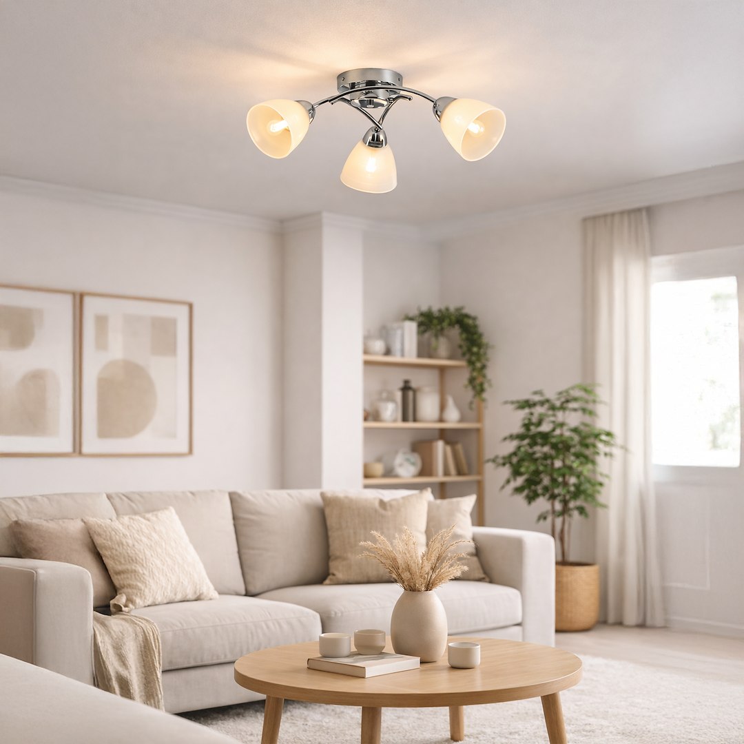 Clara Chrome 3 Light Glass Ceiling Light