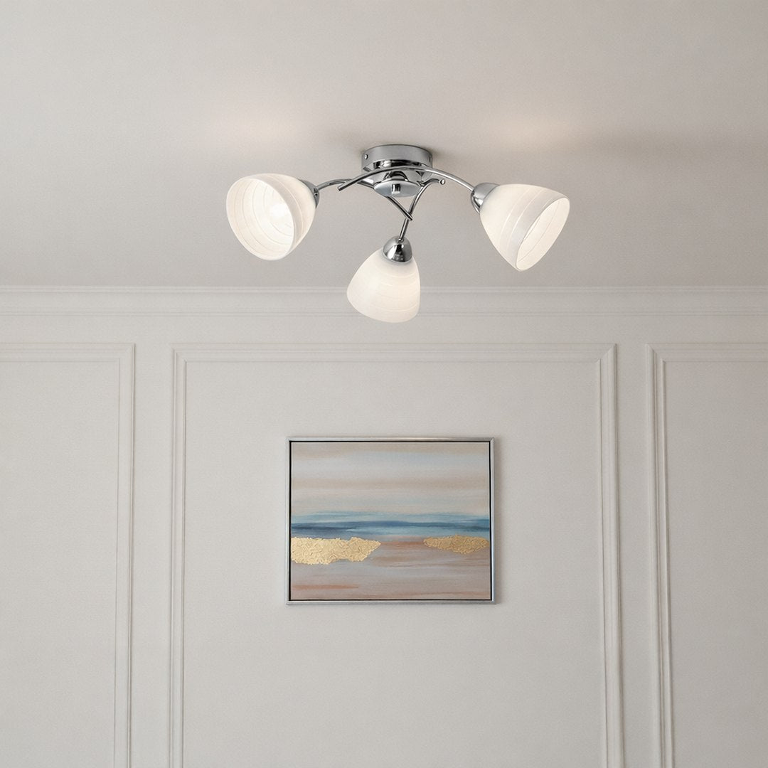 Clara Chrome 3 Light Glass Ceiling Light
