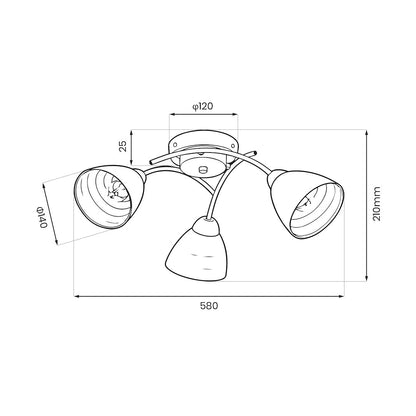 Clara Chrome 3 Light Glass Ceiling Light