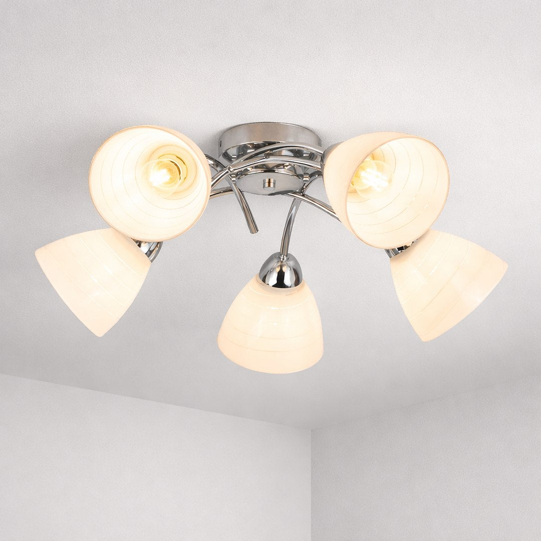 Clara Chrome 5 Light Glass Ceiling Light