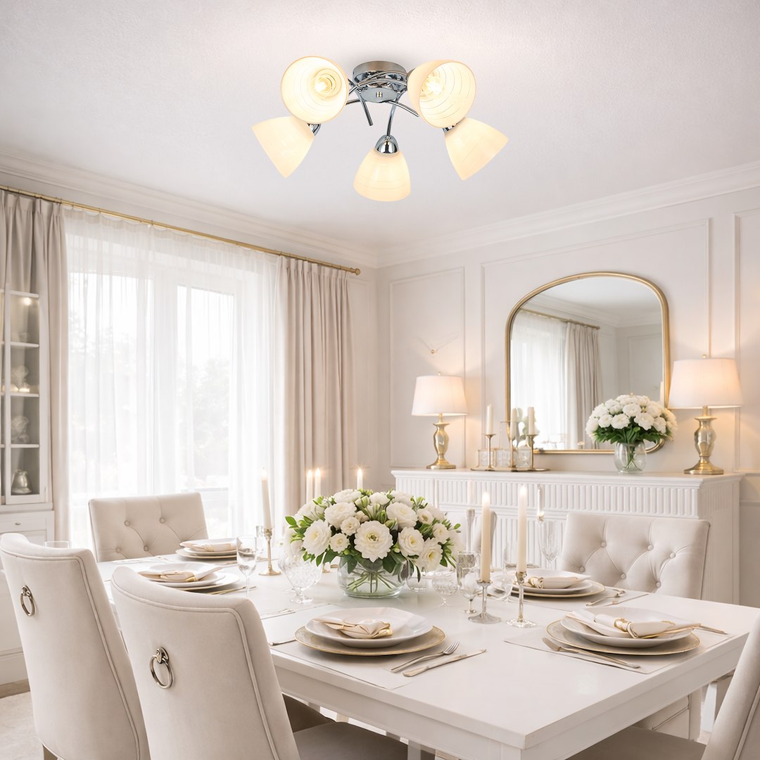 Clara Chrome 5 Light Glass Ceiling Light