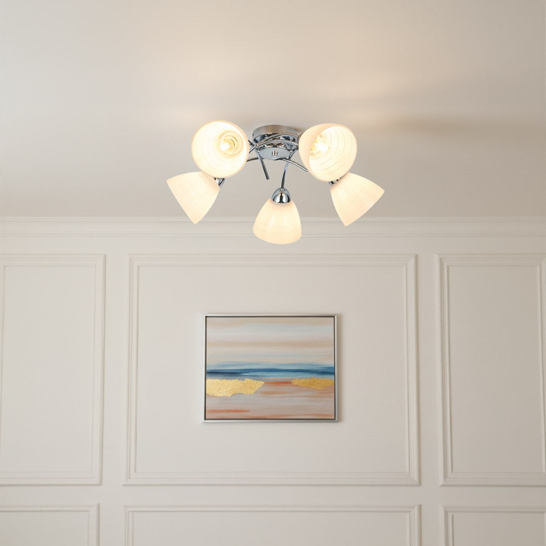 Clara Chrome 5 Light Glass Ceiling Light