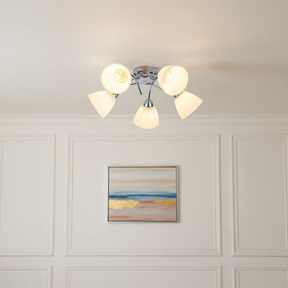 Clara Chrome 5 Light Glass Ceiling Light
