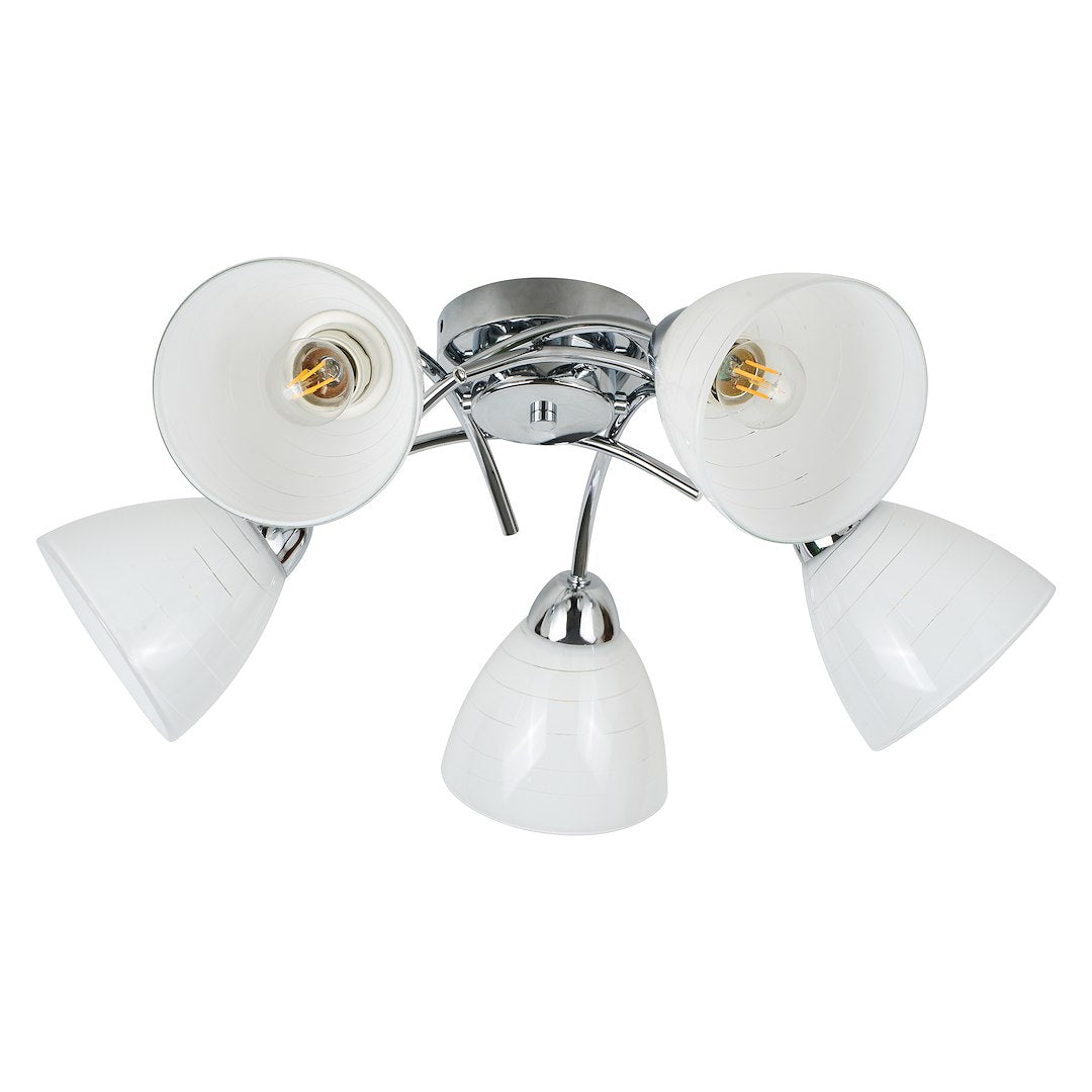Clara Chrome 5 Light Glass Ceiling Light