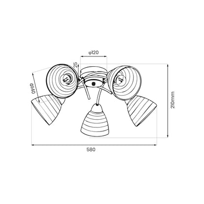 Clara Chrome 5 Light Glass Ceiling Light