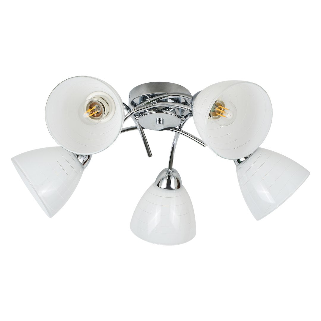 Clara Chrome 5 Light Glass Ceiling Light