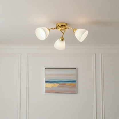 Clara Gold 3 Light Glass Ceiling Light