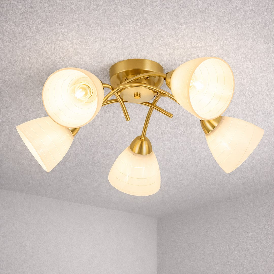 Clara Gold 5 Light Glass Ceiling Light