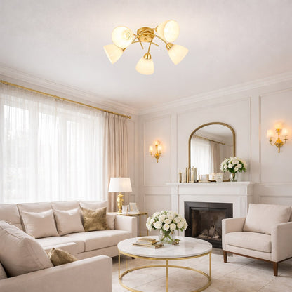 Clara Gold 5 Light Glass Ceiling Light