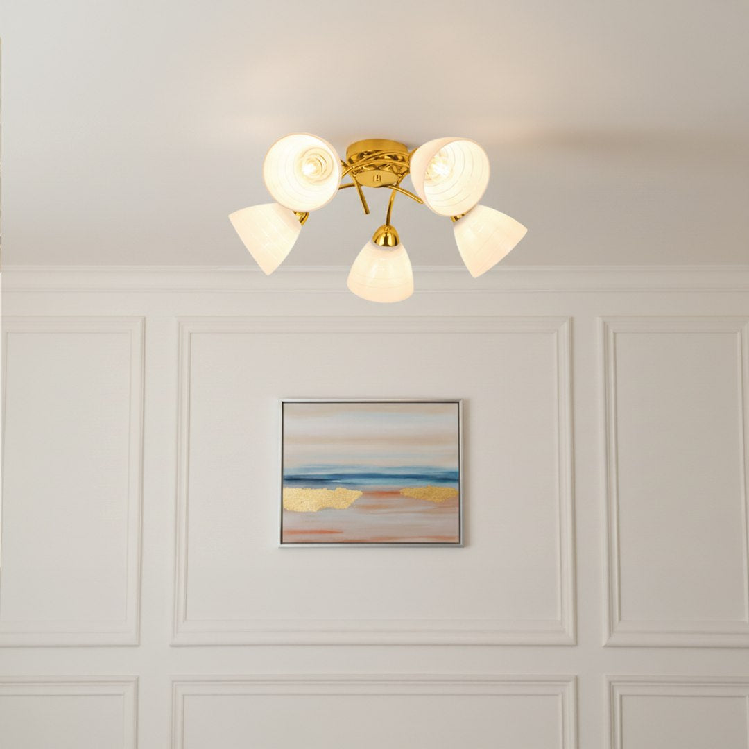 Clara Gold 5 Light Glass Ceiling Light