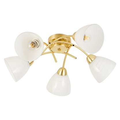 Clara Gold 5 Light Glass Ceiling Light