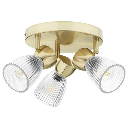 Best Gold 3 Light Round Glass Ceiling Light