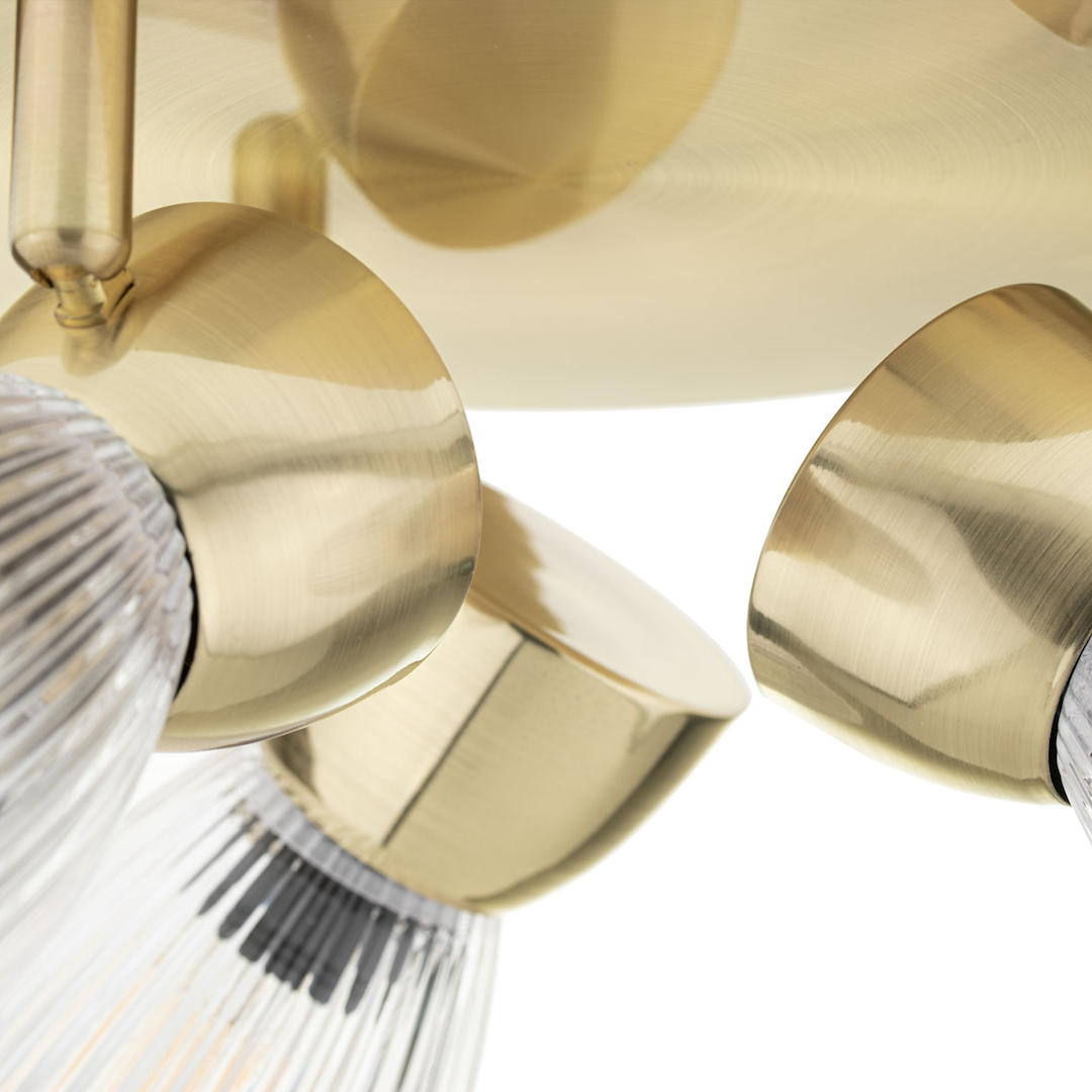 Best Gold 3 Light Round Glass Ceiling Light