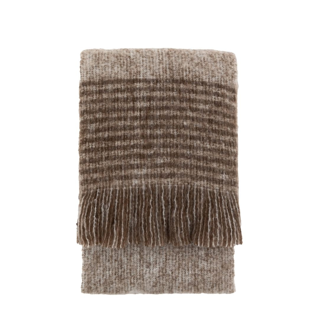 Mohair Fringe Throw Brown & Natural