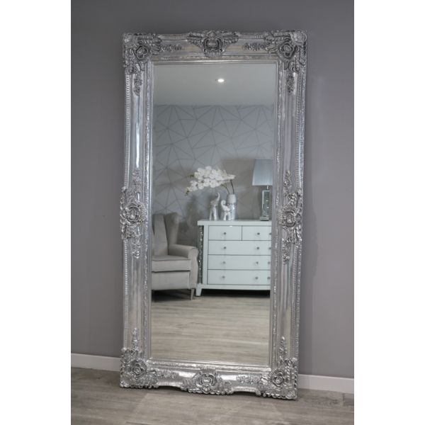 Ornate 200x100cm Silver Leaner Mirror