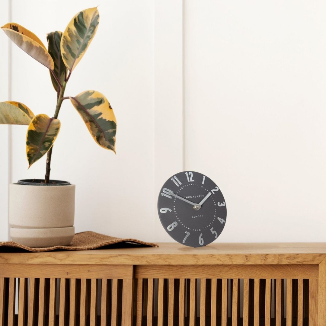 Thomas Kent Mulberry Mantel Clock Graphite Silver