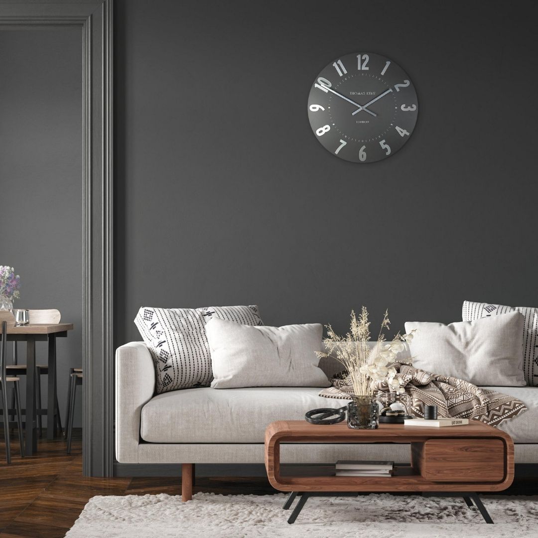 Thomas Kent Mulberry 20" Wall Clock Graphite Silver