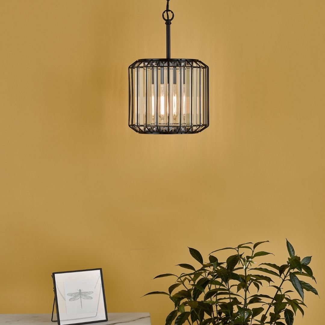 Naeva - Satin Black and Crystal Pendant