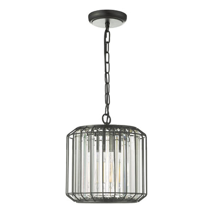 Naeva Satin Black and Crystal Ceiling Pendant