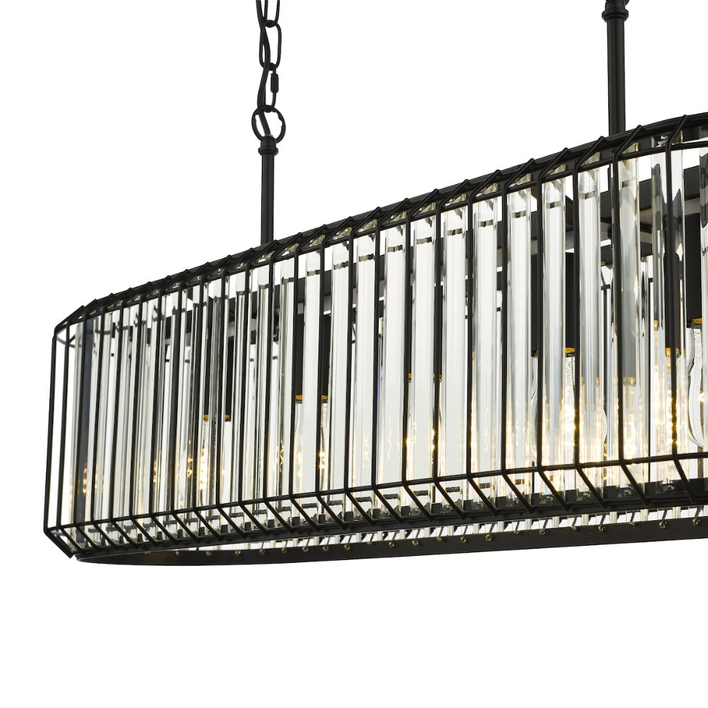Naeva 5-Light Matte Black and Crystal Pendant