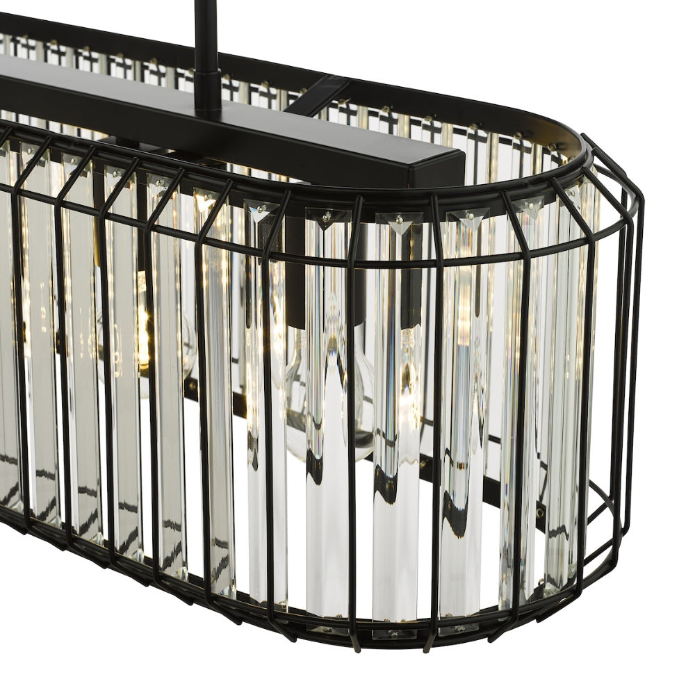 Naeva 5-Light Matte Black and Crystal Pendant