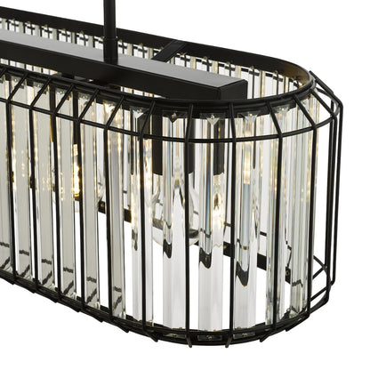 Naeva 5-Light Matte Black and Crystal Pendant
