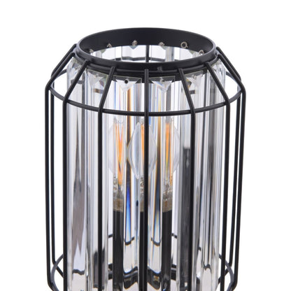 Naeva Matte Black and Crystal Table Lamp