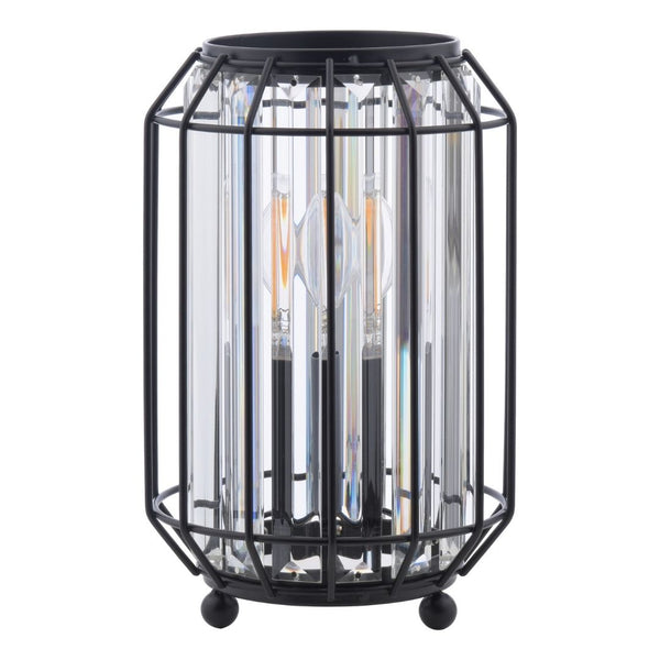 Naeva Matte Black and Crystal Table Lamp