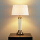 Pedestal Antique Brass & Glass Table Lamp with Cream Shade