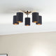 Olive 5 Light Gold & Black Semi-Flush Ceiling Light