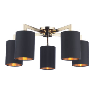 Olive 5 Light Gold & Black Semi-Flush Ceiling Light