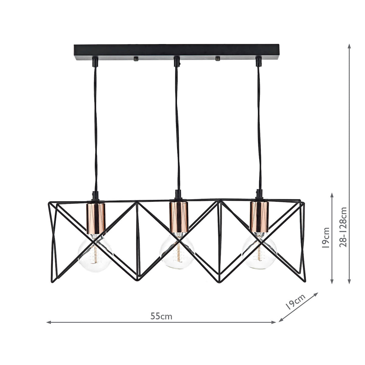 Olson 3 Light Black Ceiling Light