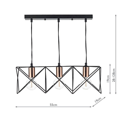 Olson 3 Light Black Ceiling Light