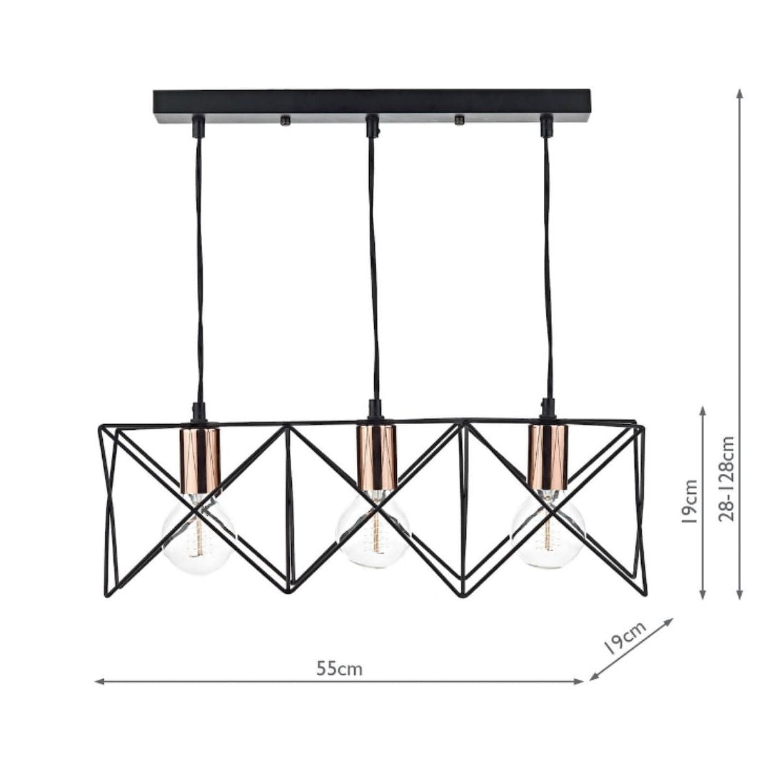 Olson 3 Light Black Ceiling Light